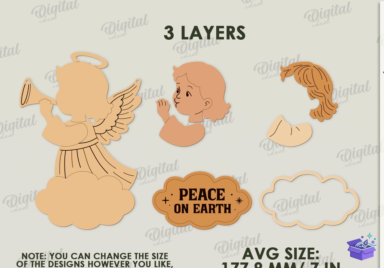 Retro Yılbaşı Door Hangers - Tasarım Çizim Dosyası (SVG, DXF, EPS, PNG) önizleme 5