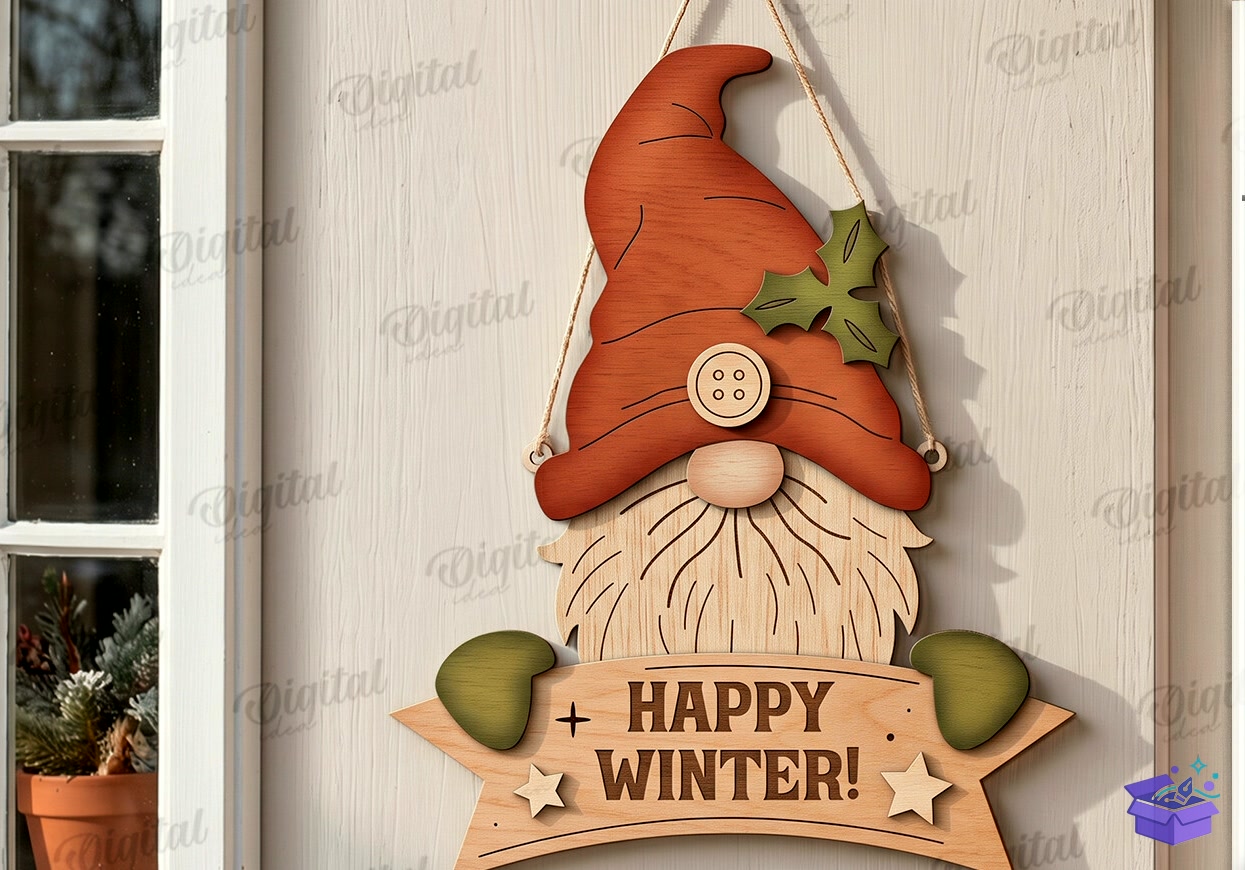 Retro Yılbaşı Door Hangers - Tasarım Çizim Dosyası (SVG, DXF, EPS, PNG) önizleme 6