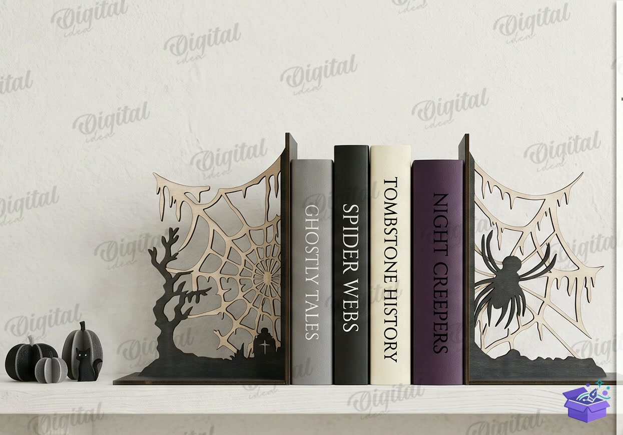 Cadılar Bayramı Bookends Lazer Kesim - Tasarım Çizim Dosyası (SVG, DXF, EPS, PNG) önizleme 4