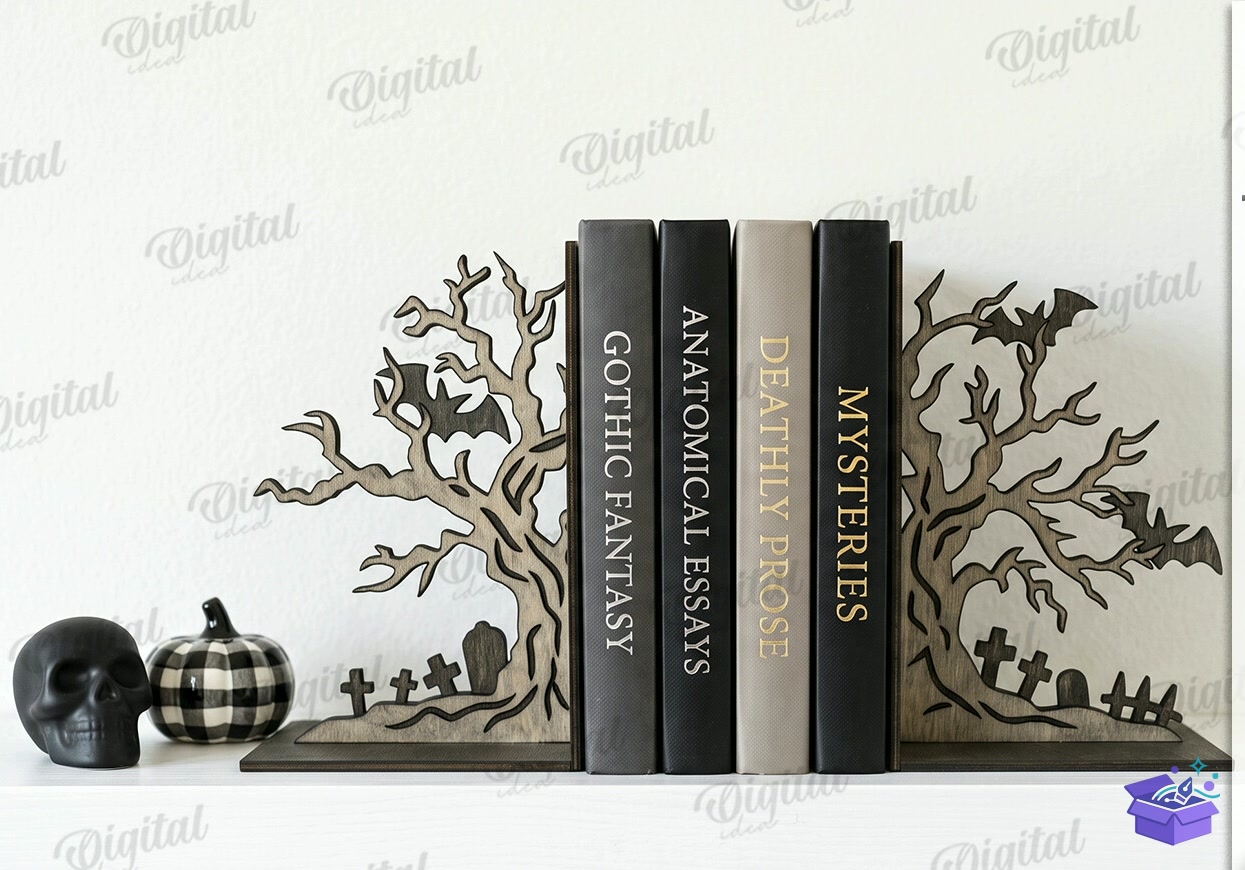 Cadılar Bayramı Bookends Lazer Kesim - Tasarım Çizim Dosyası (SVG, DXF, EPS, PNG) önizleme 6