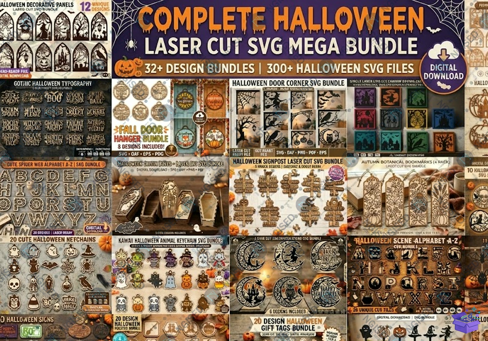 Complete Cadılar Bayramı Lazer Kesim SVG Mega Bu - Tasarım Çizim Dosyası (SVG, DXF, EPS, PNG) - Lazer Kesim Dosyaları İndir (DXF, SVG, EPS)