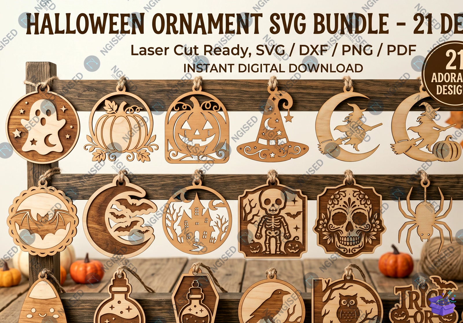 Complete Cadılar Bayramı Lazer Kesim SVG Mega Bu - Tasarım Çizim Dosyası (SVG, DXF, EPS, PNG) önizleme 3