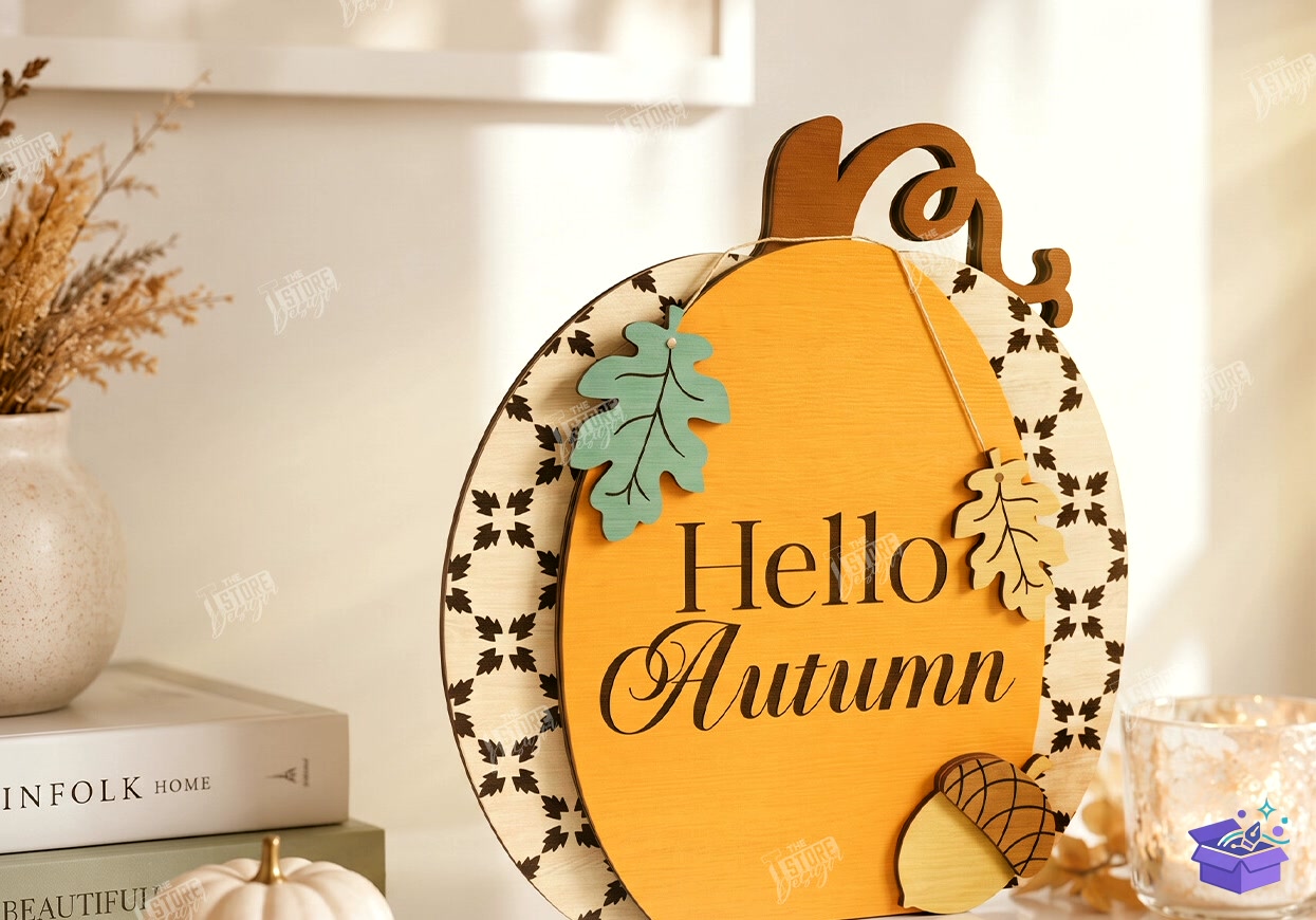 Fall Pumpkins Décor Lazer Kesim - Tasarım Çizim Dosyası (SVG, DXF, EPS, PNG) önizleme 2