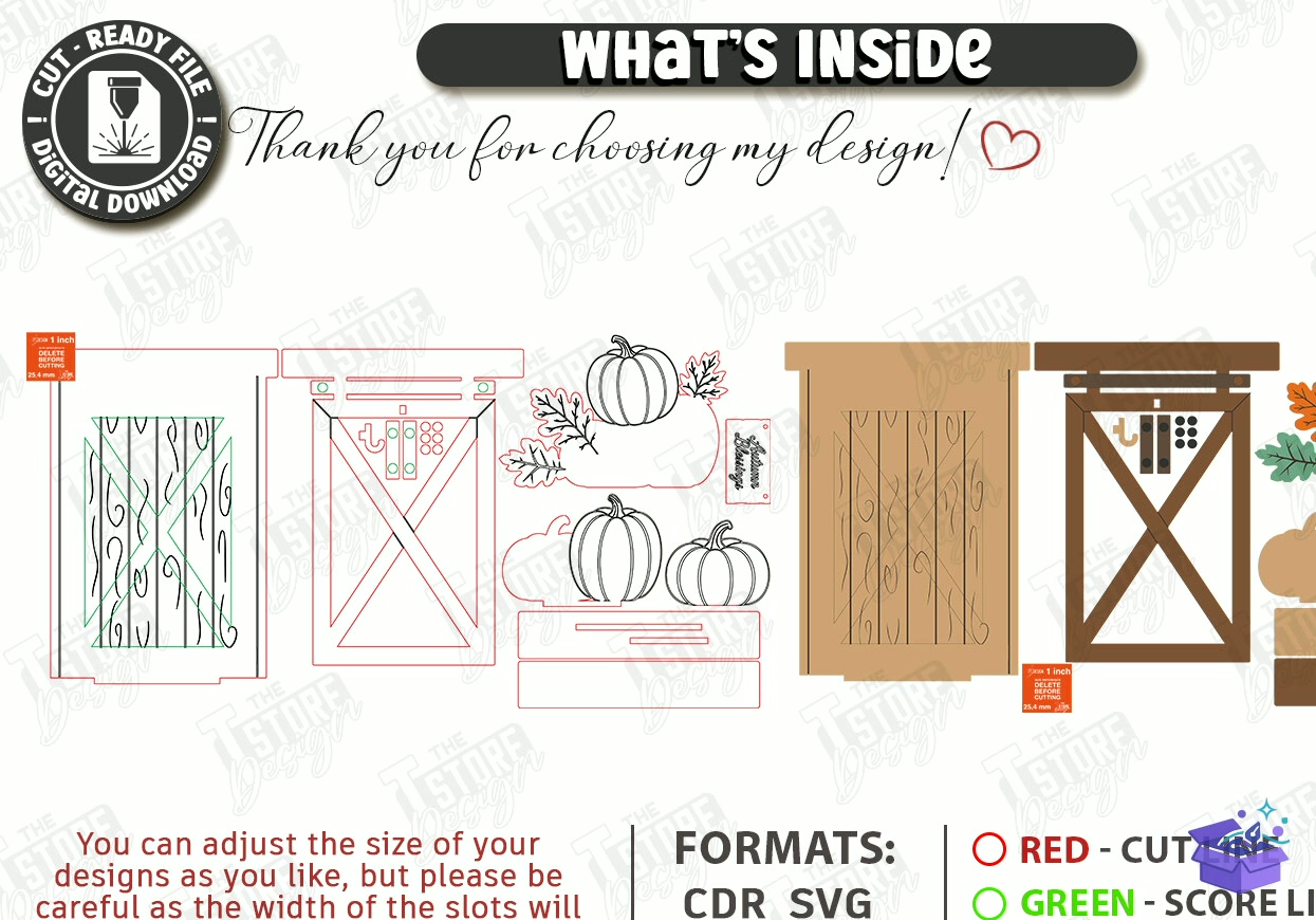 Fall Pumpkins Décor Lazer Kesim - Tasarım Çizim Dosyası (SVG, DXF, EPS, PNG) önizleme 4