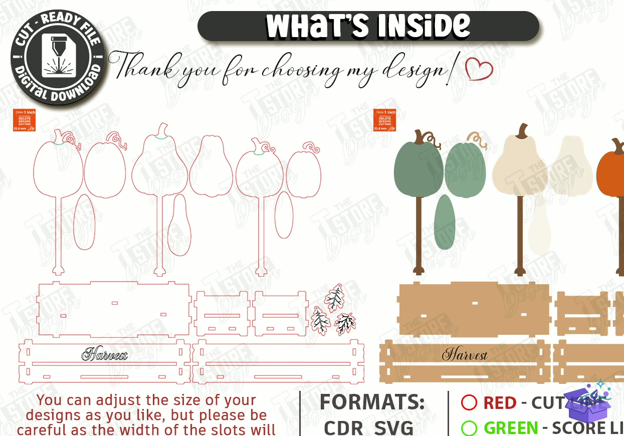 Fall Pumpkins Décor Lazer Kesim - Tasarım Çizim Dosyası (SVG, DXF, EPS, PNG) önizleme 6