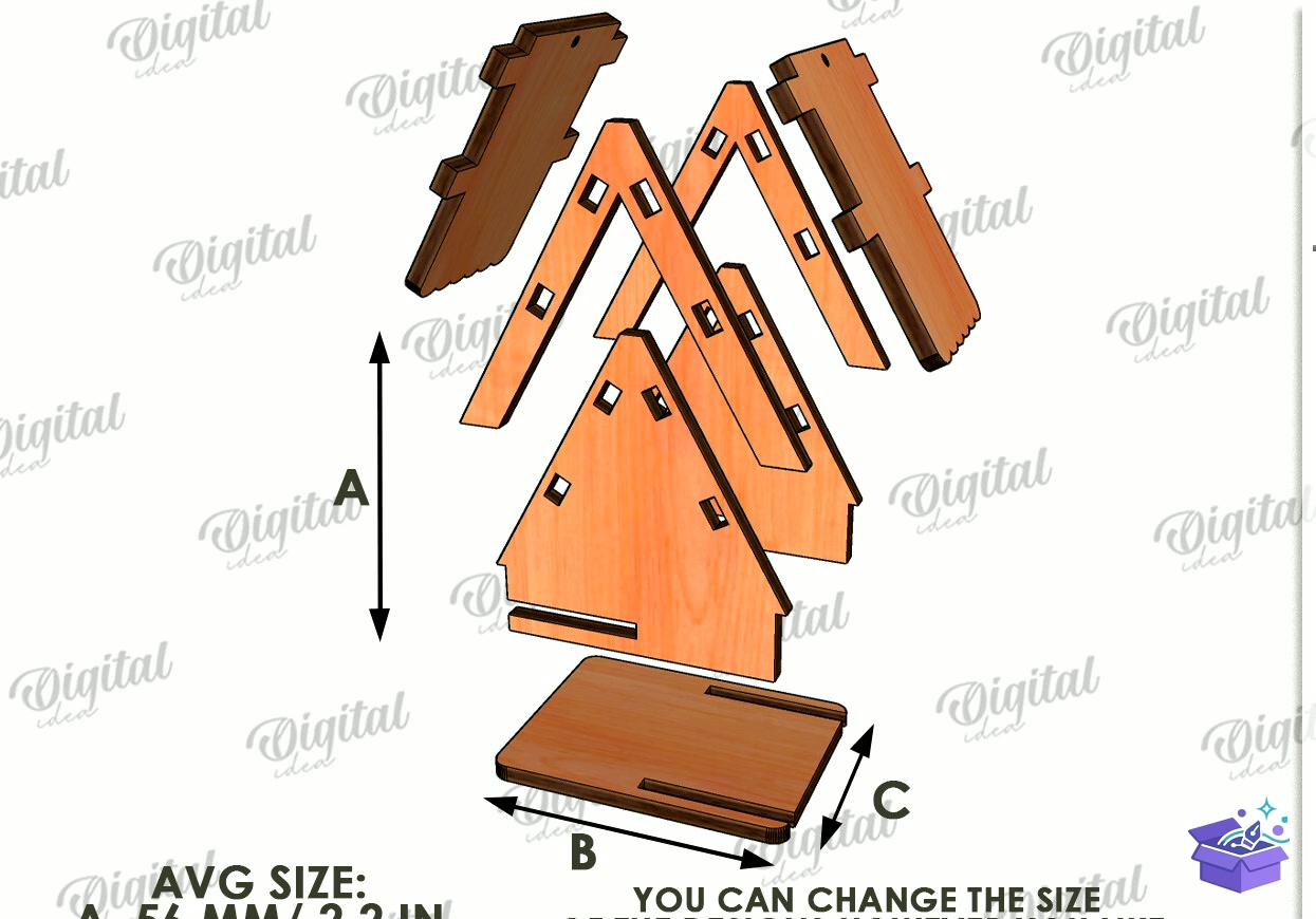 Yılbaşı House Süs Laser - Tasarım Çizim Dosyası (SVG, DXF, EPS, PNG) önizleme 5