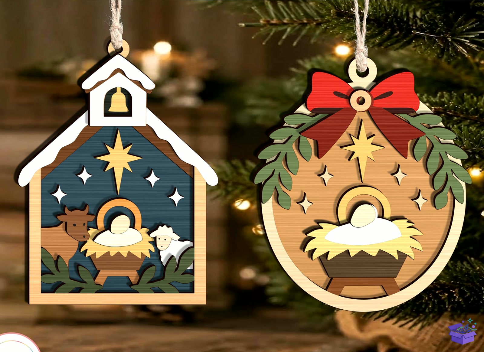 Nativity Yılbaşı Ağaç Süsü SVG - Tasarım Çizim Dosyası (SVG, DXF, EPS, PNG) - Lazer Kesim Dosyaları İndir (DXF, SVG, EPS)