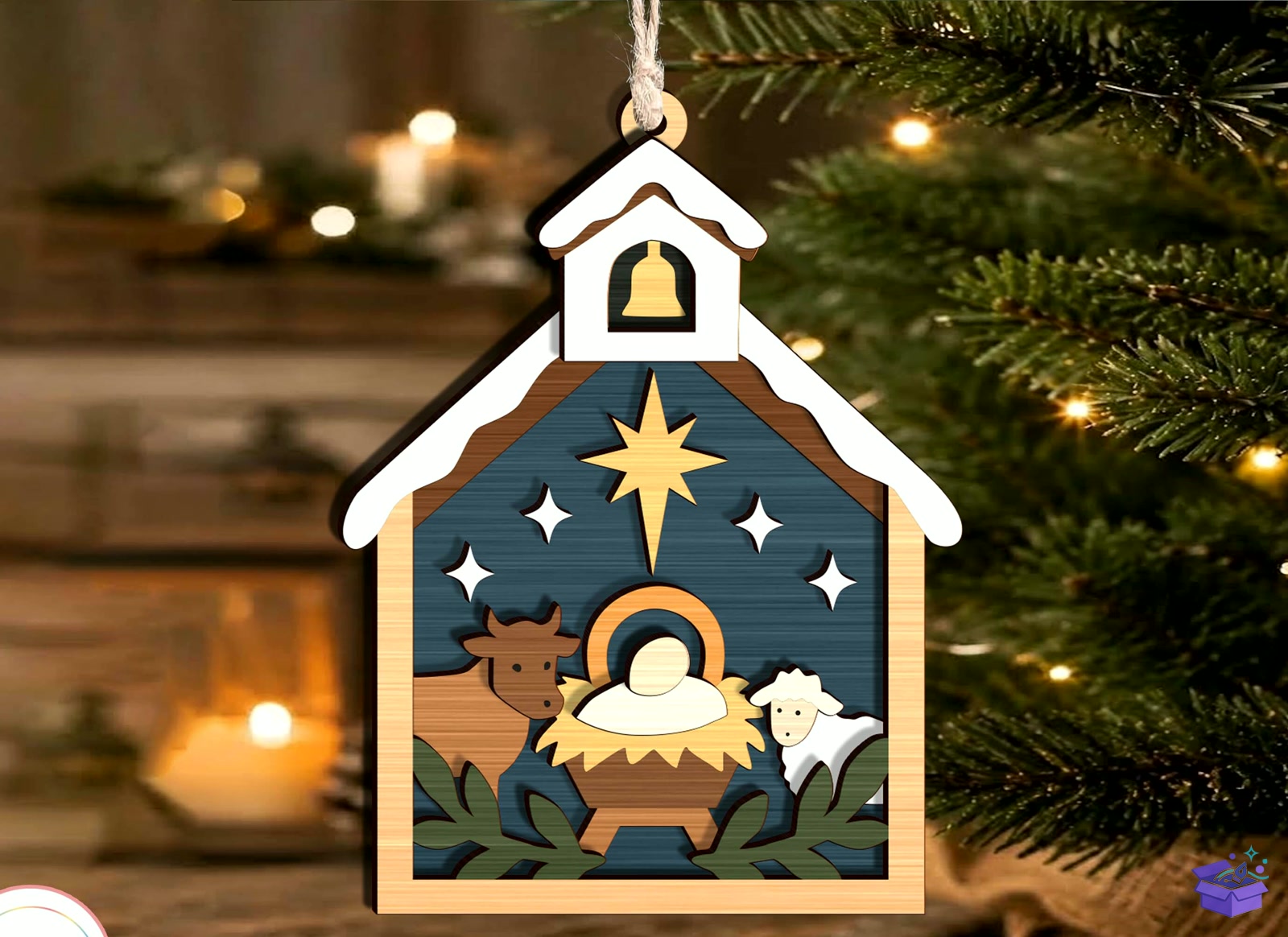 Nativity Yılbaşı Ağaç Süsü SVG - Tasarım Çizim Dosyası (SVG, DXF, EPS, PNG) önizleme 2