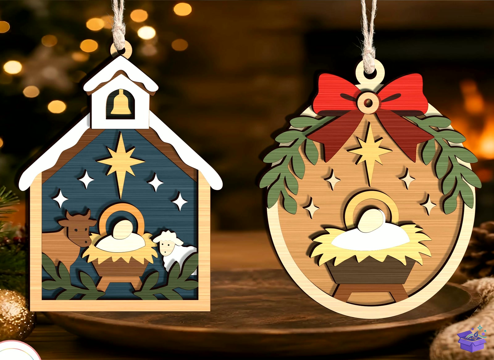 Nativity Yılbaşı Ağaç Süsü SVG - Tasarım Çizim Dosyası (SVG, DXF, EPS, PNG) önizleme 3