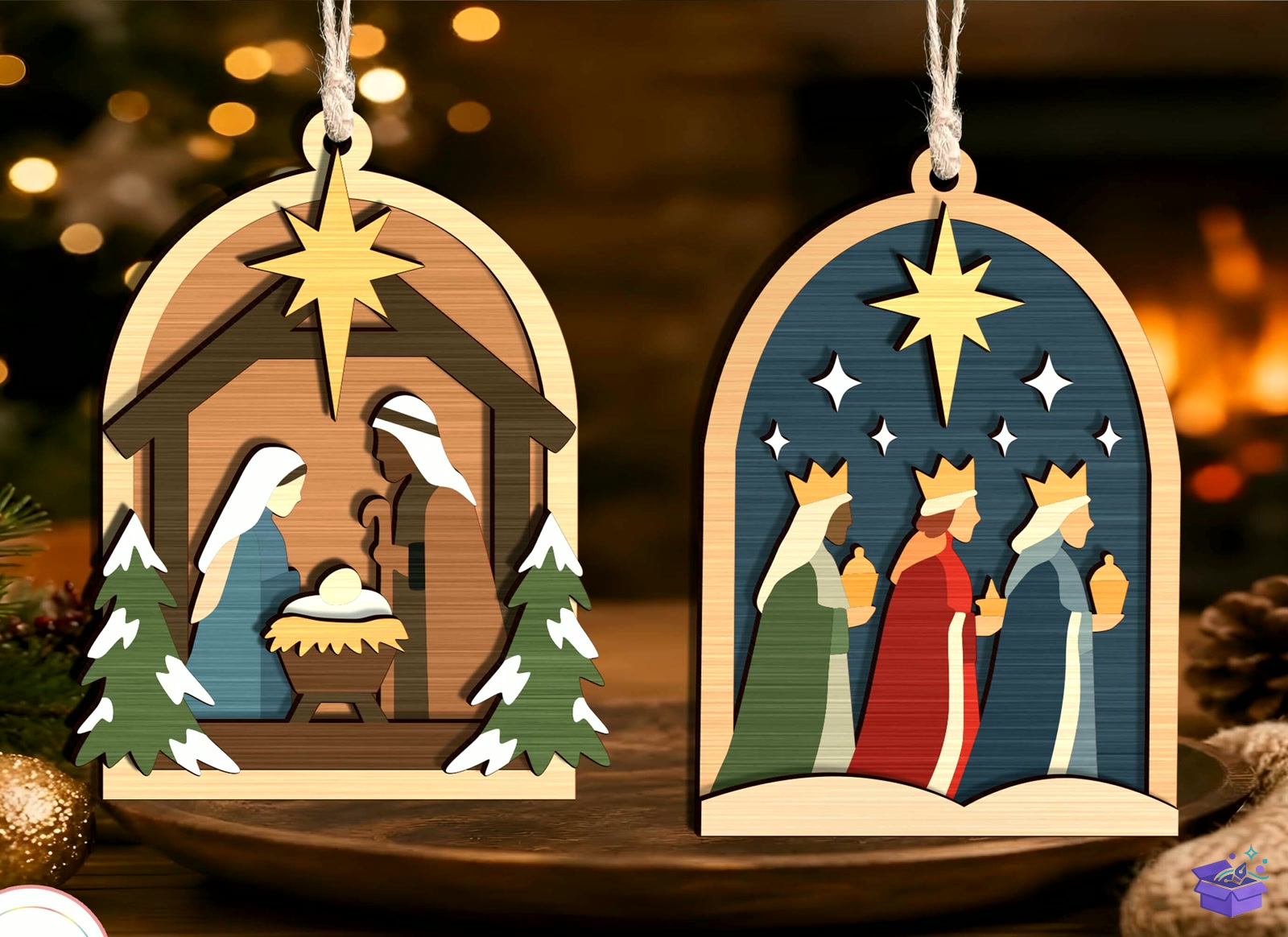 Nativity Yılbaşı Ağaç Süsü SVG - Tasarım Çizim Dosyası (SVG, DXF, EPS, PNG) önizleme 2