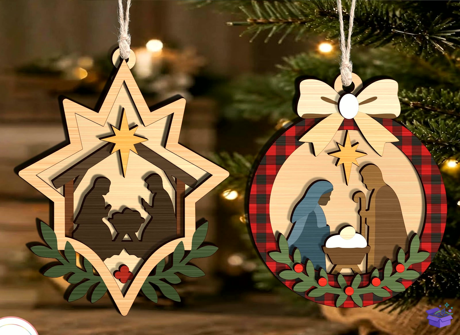 Nativity Yılbaşı Ağaç Süsü SVG - Tasarım Çizim Dosyası (SVG, DXF, EPS, PNG) - Lazer Kesim Dosyaları İndir (DXF, SVG, EPS)