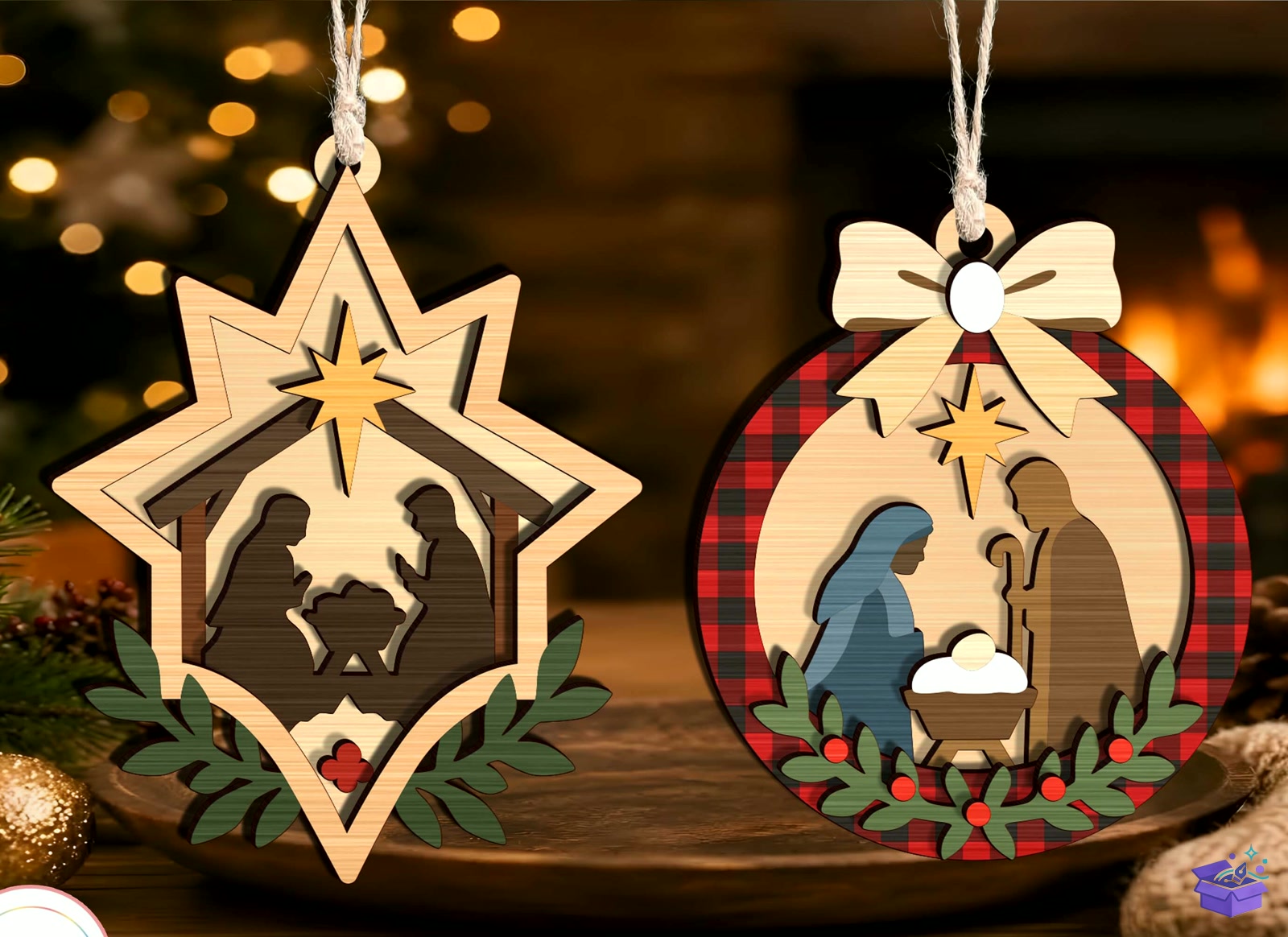 Nativity Yılbaşı Ağaç Süsü SVG - Tasarım Çizim Dosyası (SVG, DXF, EPS, PNG) önizleme 3