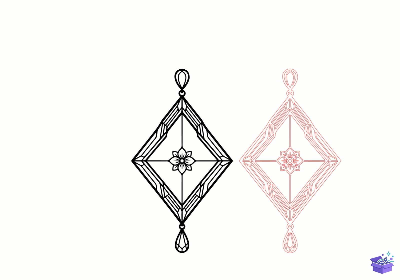 Geometric Floral Küpe Lazer Kesim - Tasarım Çizim Dosyası (SVG, DXF, EPS, PNG) önizleme 2
