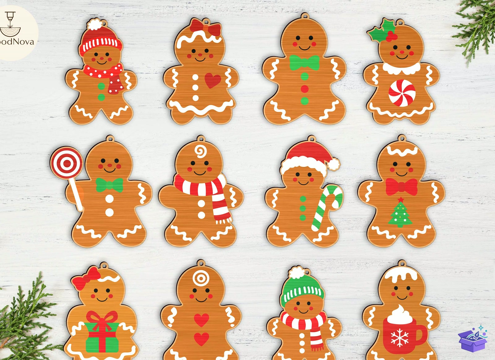 Xmas Gingerbread Süs SVG - Tasarım Çizim Dosyası (SVG, DXF, EPS, PNG) önizleme 2
