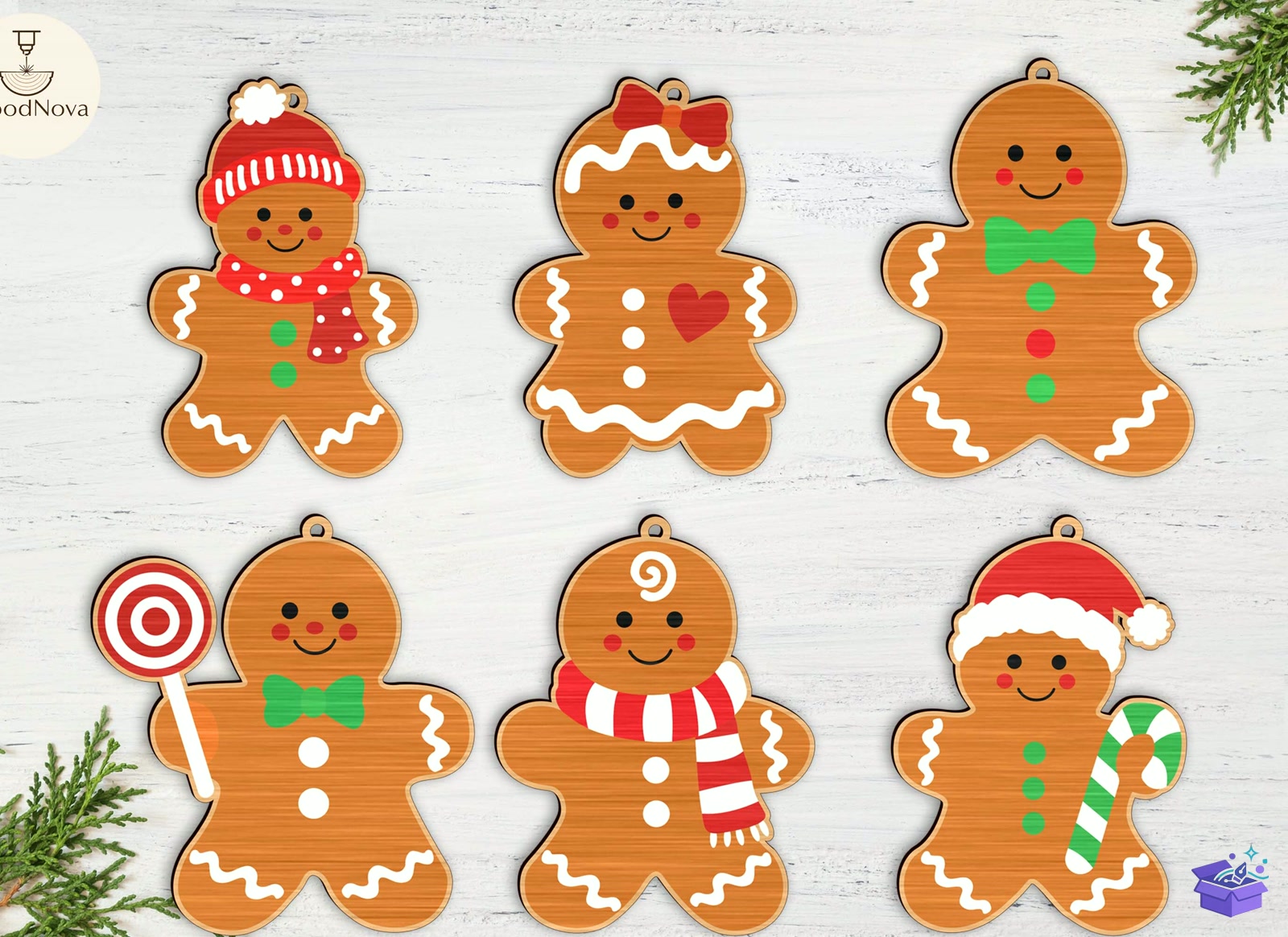 Xmas Gingerbread Süs SVG - Tasarım Çizim Dosyası (SVG, DXF, EPS, PNG) önizleme 3
