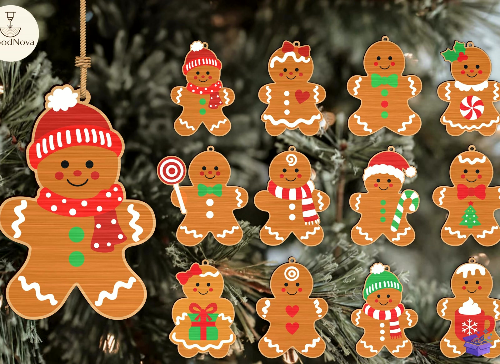 Xmas Gingerbread Süs SVG - Tasarım Çizim Dosyası (SVG, DXF, EPS, PNG) önizleme 4