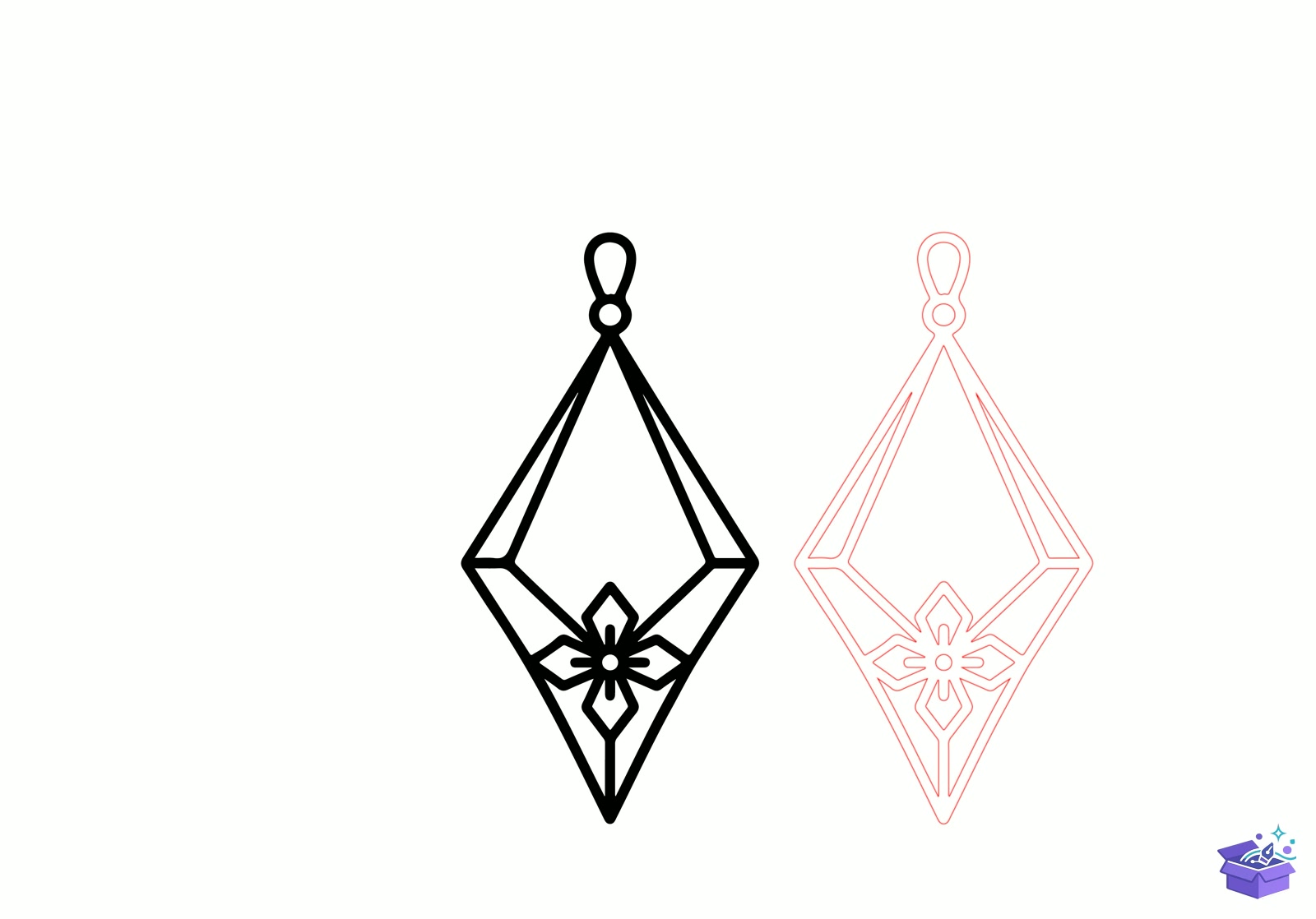 Geometric Floral Küpe Lazer Kesim - Tasarım Çizim Dosyası (SVG, DXF, EPS, PNG) önizleme 2