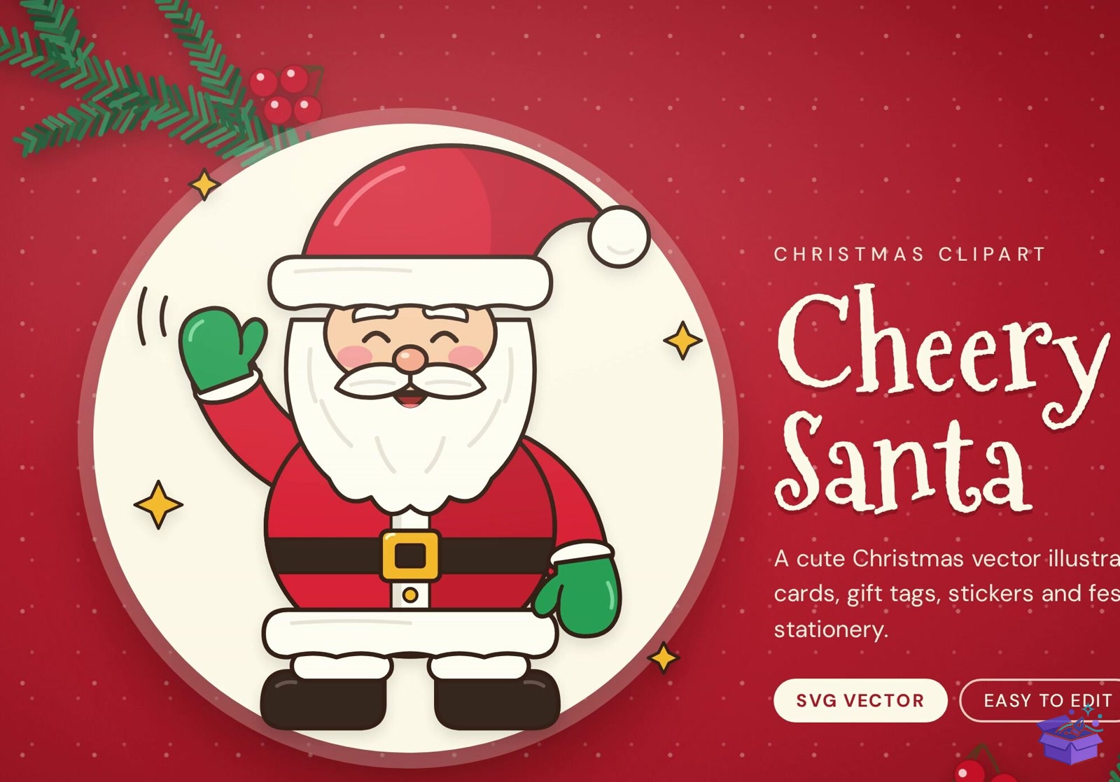 Jolly Santa SVG - Tasarım Çizim Dosyası (SVG, DXF, EPS, PNG) önizleme 3