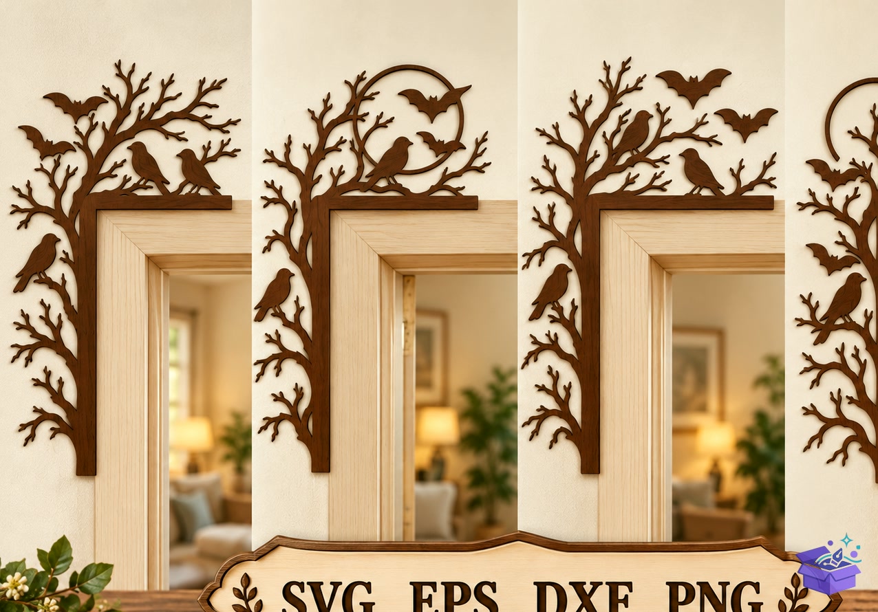 Cadılar Bayramı Door Corner Lazer Kesim - Tasarım Çizim Dosyası (SVG, DXF, EPS, PNG) - Lazer Kesim Dosyaları İndir (DXF, SVG, EPS)