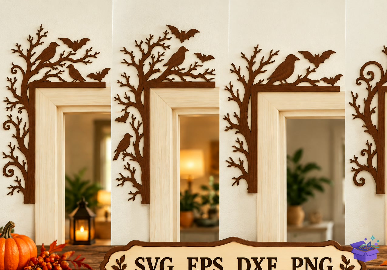 Cadılar Bayramı Door Corner Lazer Kesim - Tasarım Çizim Dosyası (SVG, DXF, EPS, PNG) - Lazer Kesim Dosyaları İndir (DXF, SVG, EPS)