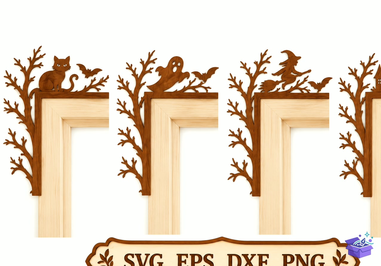 Cadılar Bayramı Door Corner Lazer Kesim - Tasarım Çizim Dosyası (SVG, DXF, EPS, PNG) önizleme 2