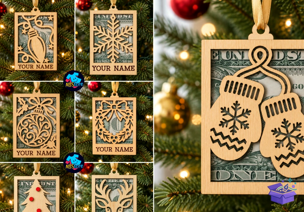 Personalized Yılbaşı Money Tutucu SVG - Tasarım Çizim Dosyası (SVG, DXF, EPS, PNG) önizleme 4