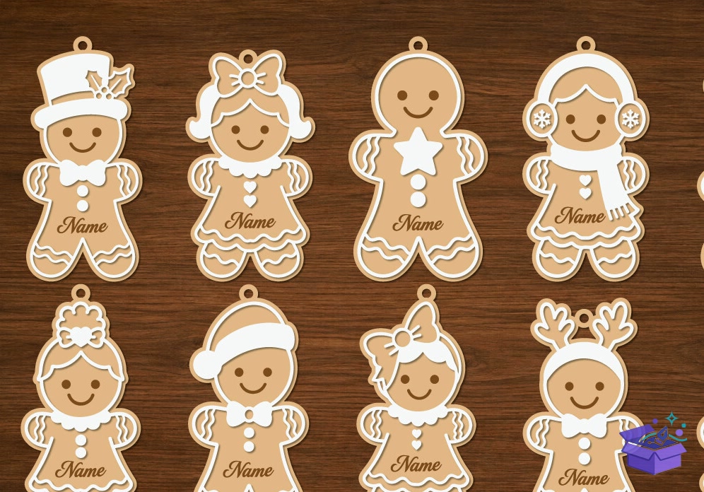Yılbaşı Gingerbread Name Süs - Tasarım Çizim Dosyası (SVG, DXF, EPS, PNG) önizleme 3