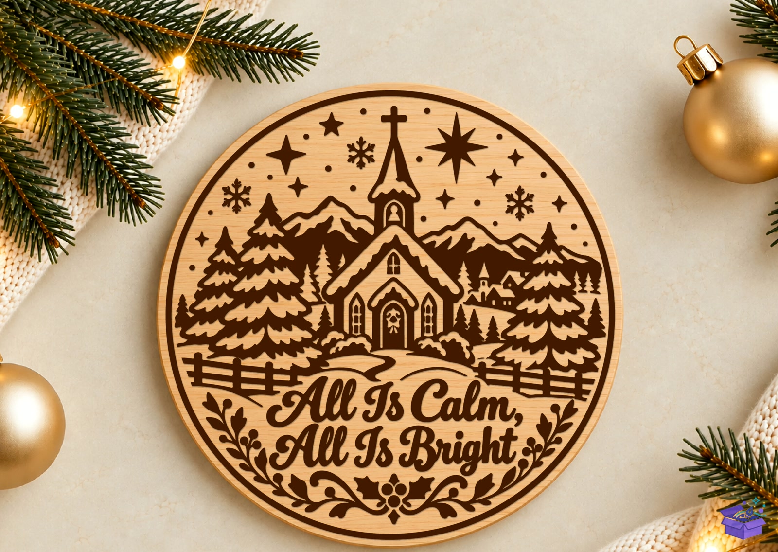 Yılbaşı Nativity Ahşap Tabela Levha SVG - Tasarım Çizim Dosyası (SVG, DXF, EPS, PNG) - Lazer Kesim Dosyaları İndir (DXF, SVG, EPS)