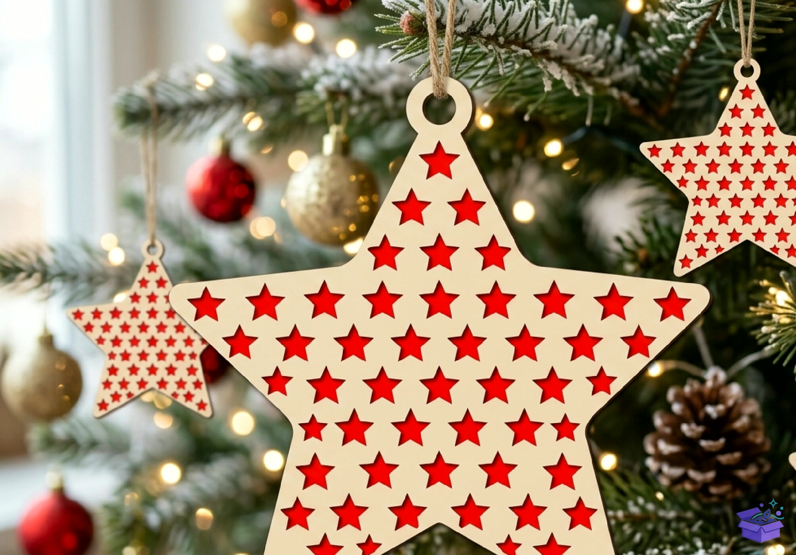 Stars Desen Yılbaşı Star SVG Laser - Tasarım Çizim Dosyası (SVG, DXF, EPS, PNG) - Lazer Kesim Dosyaları İndir (DXF, SVG, EPS)
