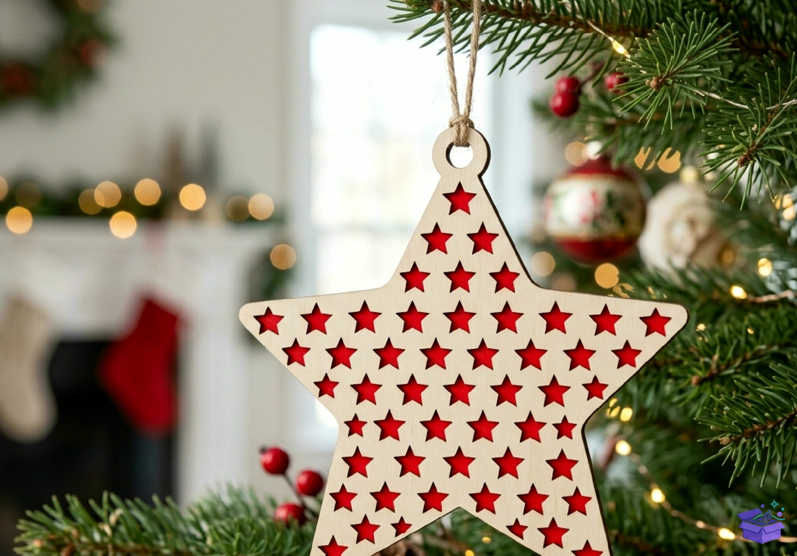 Stars Desen Yılbaşı Star SVG Laser - Tasarım Çizim Dosyası (SVG, DXF, EPS, PNG) önizleme 2