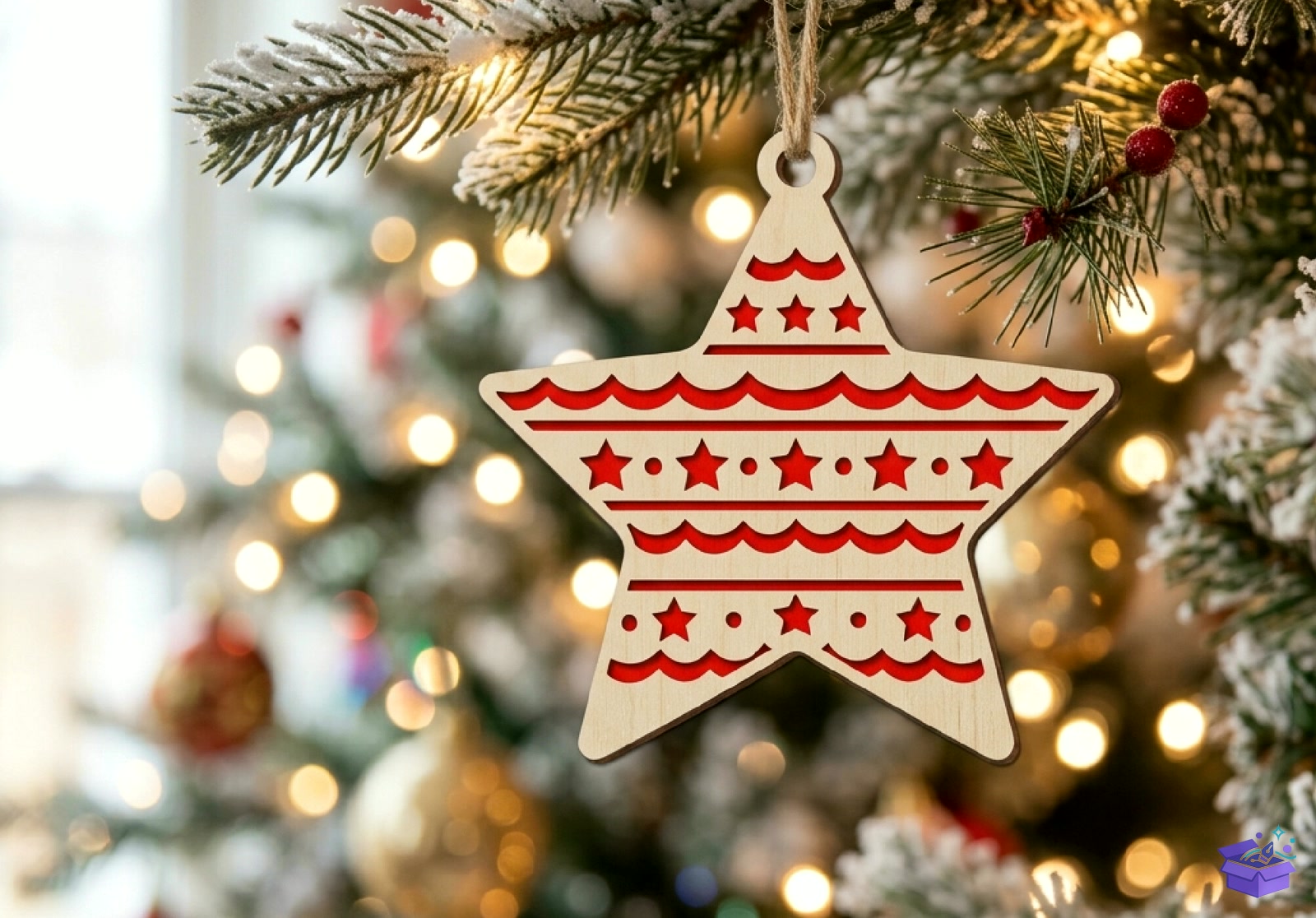 Desen Ahşap Yılbaşı Star SVG - Tasarım Çizim Dosyası (SVG, DXF, EPS, PNG) önizleme 2