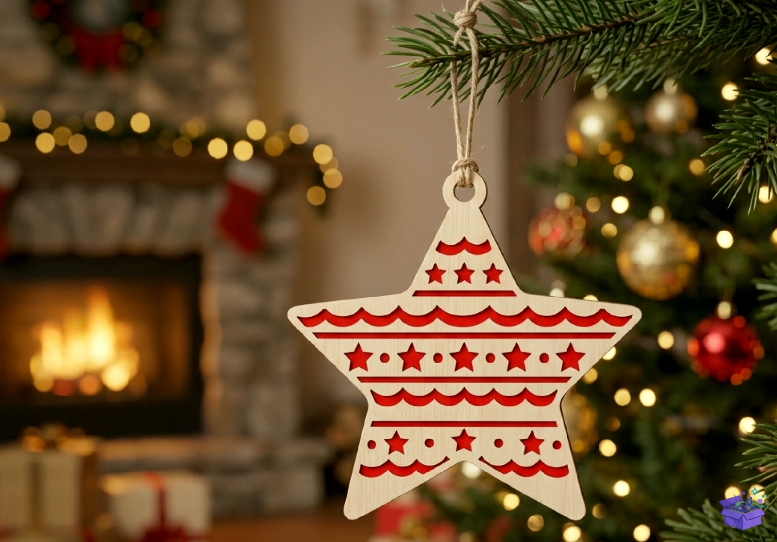 Desen Ahşap Yılbaşı Star SVG - Tasarım Çizim Dosyası (SVG, DXF, EPS, PNG) önizleme 3