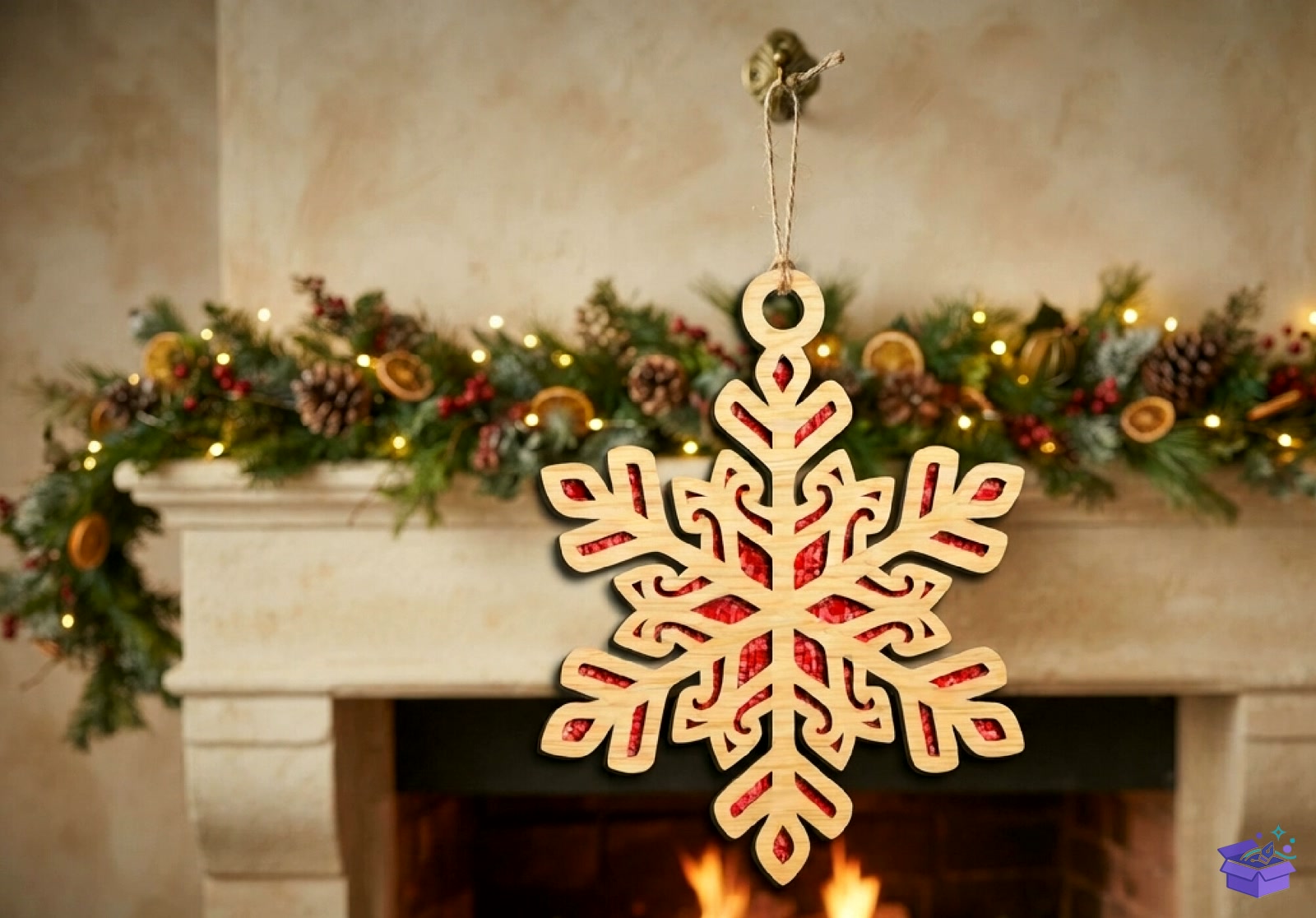 Snowflake Yılbaşı Ağaç Süsü SVG - Tasarım Çizim Dosyası (SVG, DXF, EPS, PNG) önizleme 2