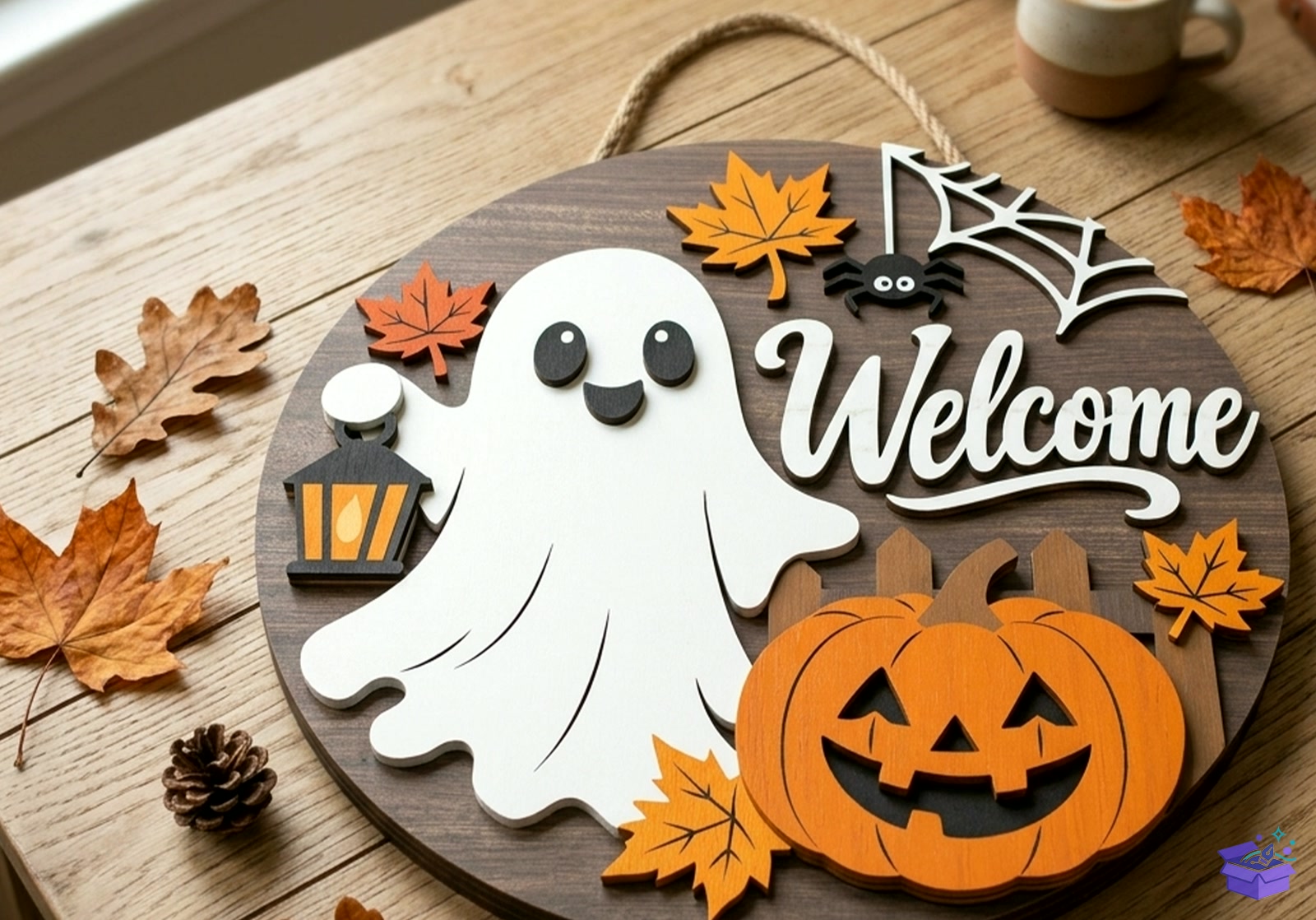 Cadılar Bayramı Ghost Welcome Door Tabela Levha - Tasarım Çizim Dosyası (SVG, DXF, EPS, PNG) - Lazer Kesim Dosyaları İndir (STL, 3MF, DXF)