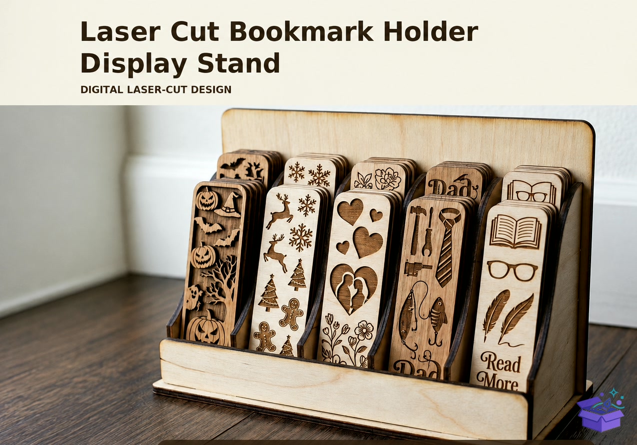 Lazer Kesim Kitap Ayracı Display Stand SVG - Tasarım Çizim Dosyası (SVG, DXF, EPS, PNG) - Lazer Kesim Dosyaları İndir (DXF, SVG, EPS)