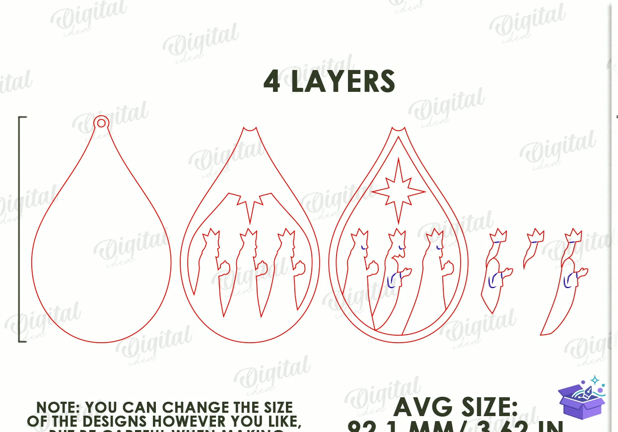 3D Nativity Süs Lazer Kesim - Tasarım Çizim Dosyası (SVG, DXF, EPS, PNG) önizleme 3