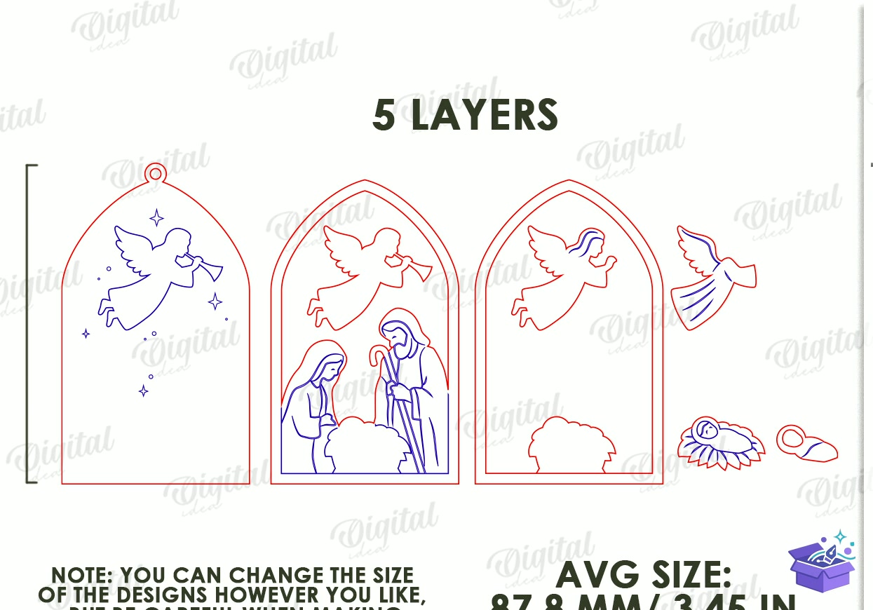 3D Nativity Süs Lazer Kesim - Tasarım Çizim Dosyası (SVG, DXF, EPS, PNG) önizleme 5