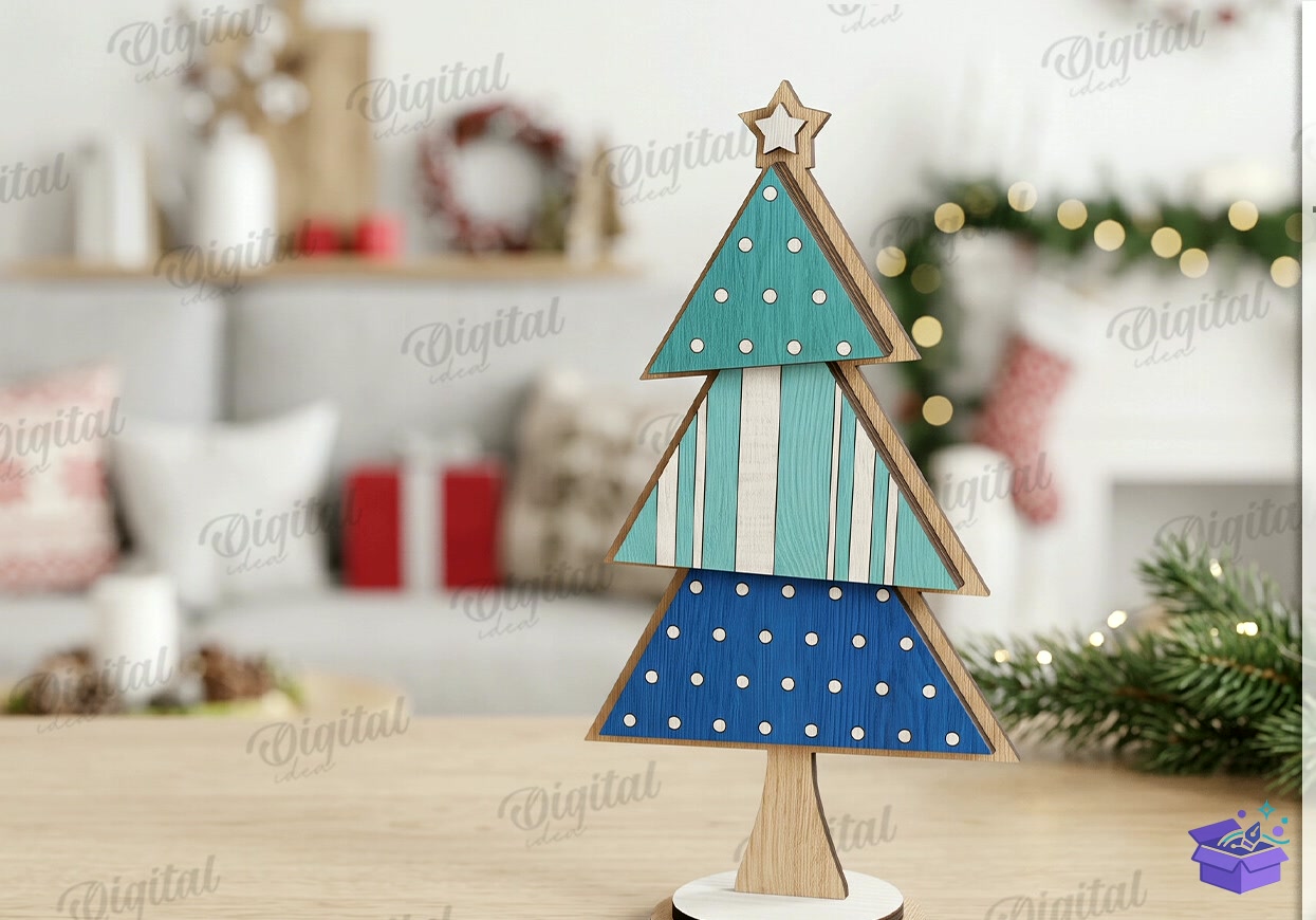 Standing Yılbaşı Trees Laser - Tasarım Çizim Dosyası (SVG, DXF, EPS, PNG) önizleme 4