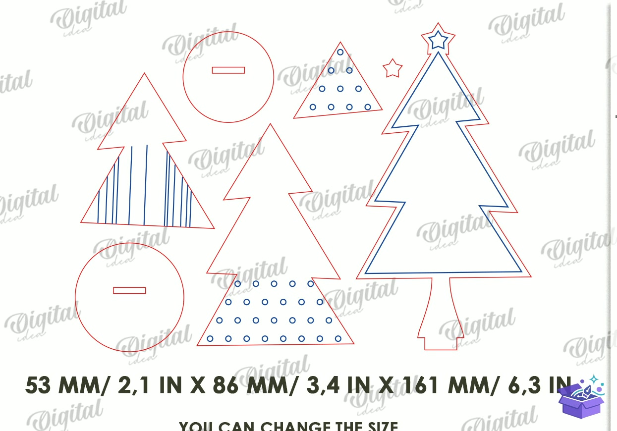 Standing Yılbaşı Trees Laser - Tasarım Çizim Dosyası (SVG, DXF, EPS, PNG) önizleme 5