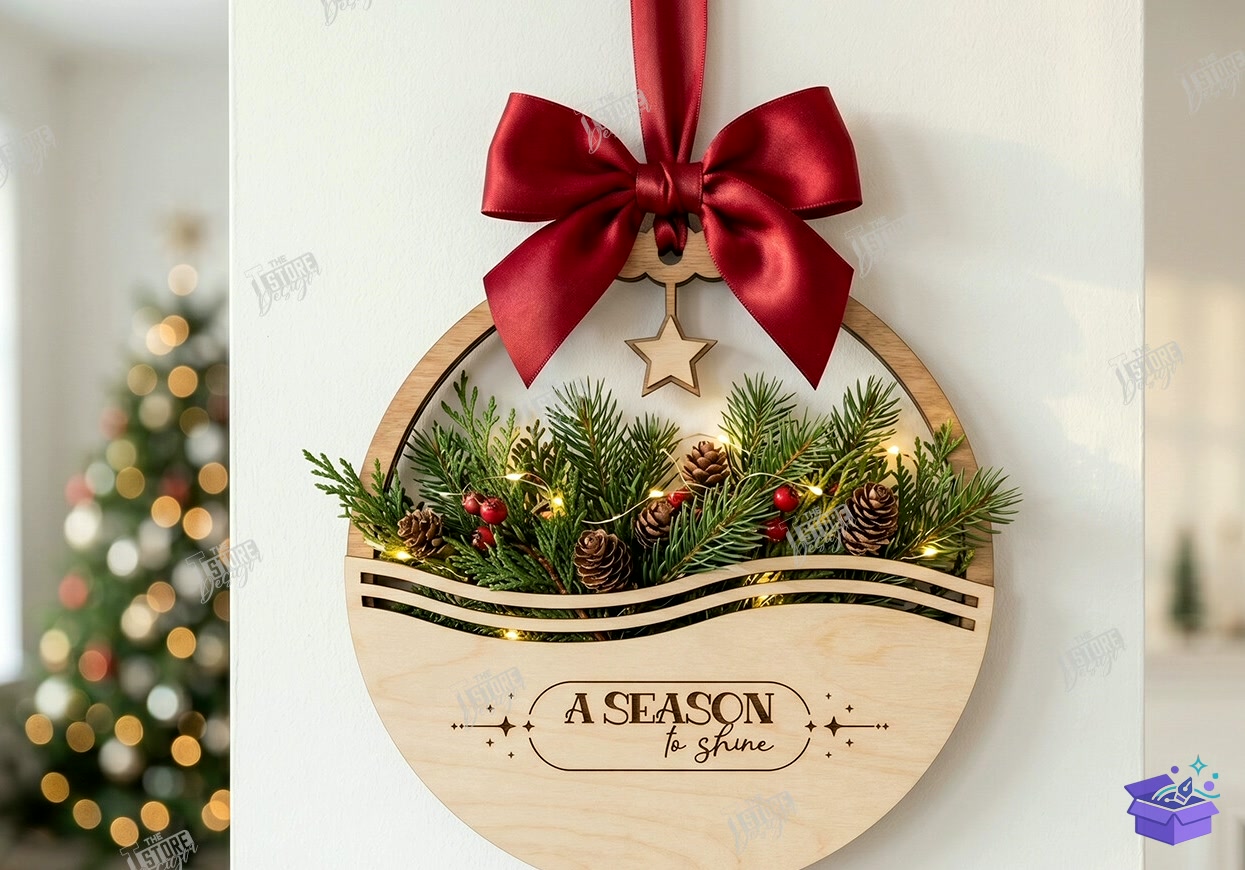 Yılbaşı Duvar Dekoru Lazer Kesim Xmas - Tasarım Çizim Dosyası (SVG, DXF, EPS, PNG) - Lazer Kesim Dosyaları İndir (STL, 3MF, DXF)