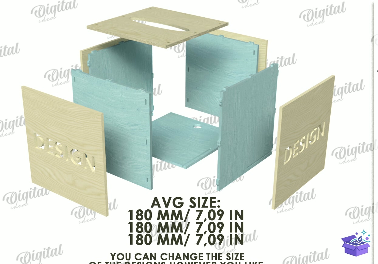 Yılbaşı Tissue Paper Kutu - Tasarım Çizim Dosyası (SVG, DXF, EPS, PNG) önizleme 2