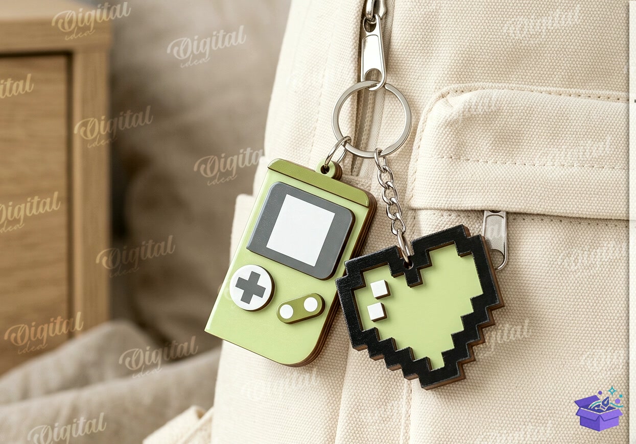 Cute Anahtarlık Lazer Kesim - Tasarım Çizim Dosyası (SVG, DXF, EPS, PNG) önizleme 5