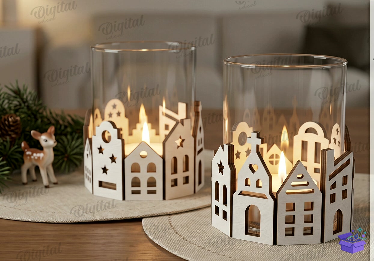 Yılbaşı Jar Decor Lazer Kesim - Tasarım Çizim Dosyası (SVG, DXF, EPS, PNG) önizleme 2