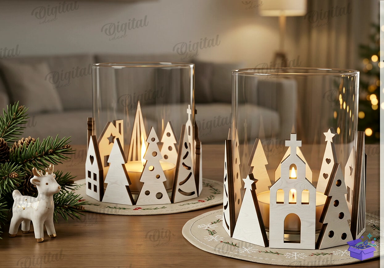 Yılbaşı Jar Decor Lazer Kesim - Tasarım Çizim Dosyası (SVG, DXF, EPS, PNG) önizleme 4