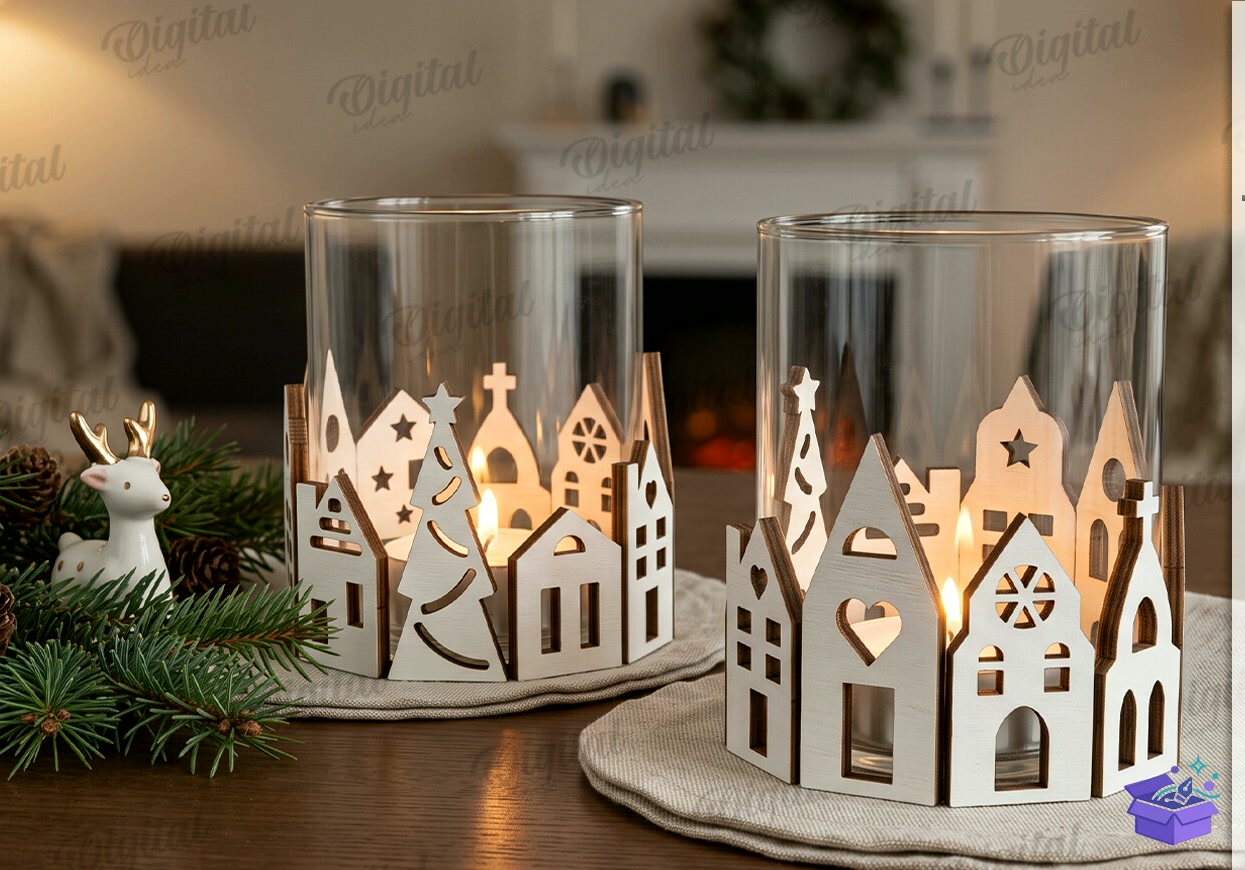 Yılbaşı Jar Decor Lazer Kesim - Tasarım Çizim Dosyası (SVG, DXF, EPS, PNG) önizleme 6