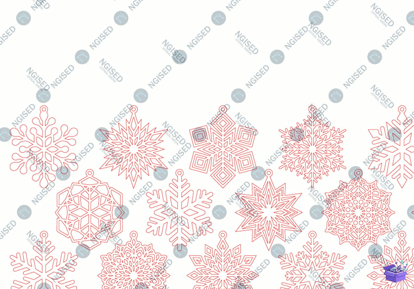 Yılbaşı Snowflake Lazer Kesim SVG - Tasarım Çizim Dosyası (SVG, DXF, EPS, PNG) önizleme 3