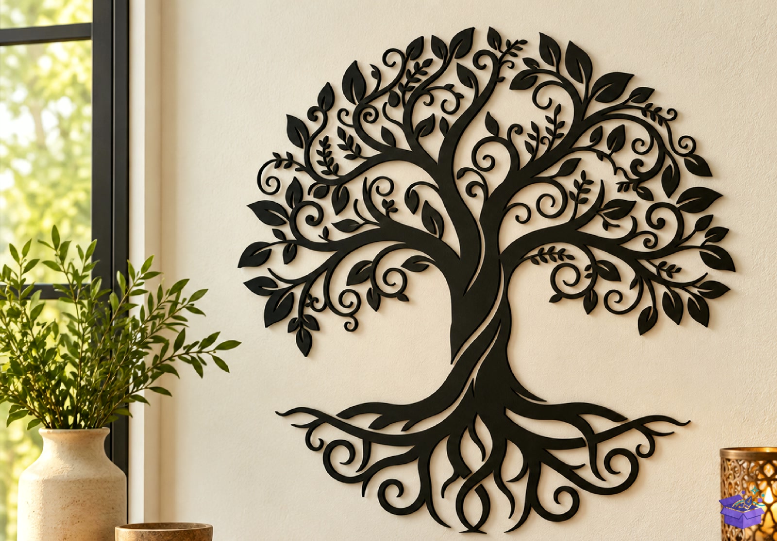 Intricate Lazer Kesim Ağaç Duvar Dekoru - Tasarım Çizim Dosyası (SVG, DXF, EPS, PNG) önizleme 2
