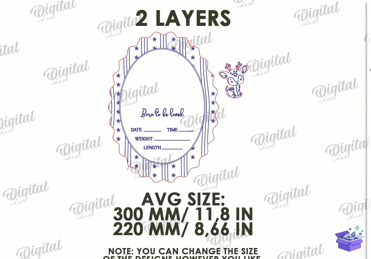 Baby Birth Announcement Tabela Levha - Tasarım Çizim Dosyası (SVG, DXF, EPS, PNG) önizleme 5