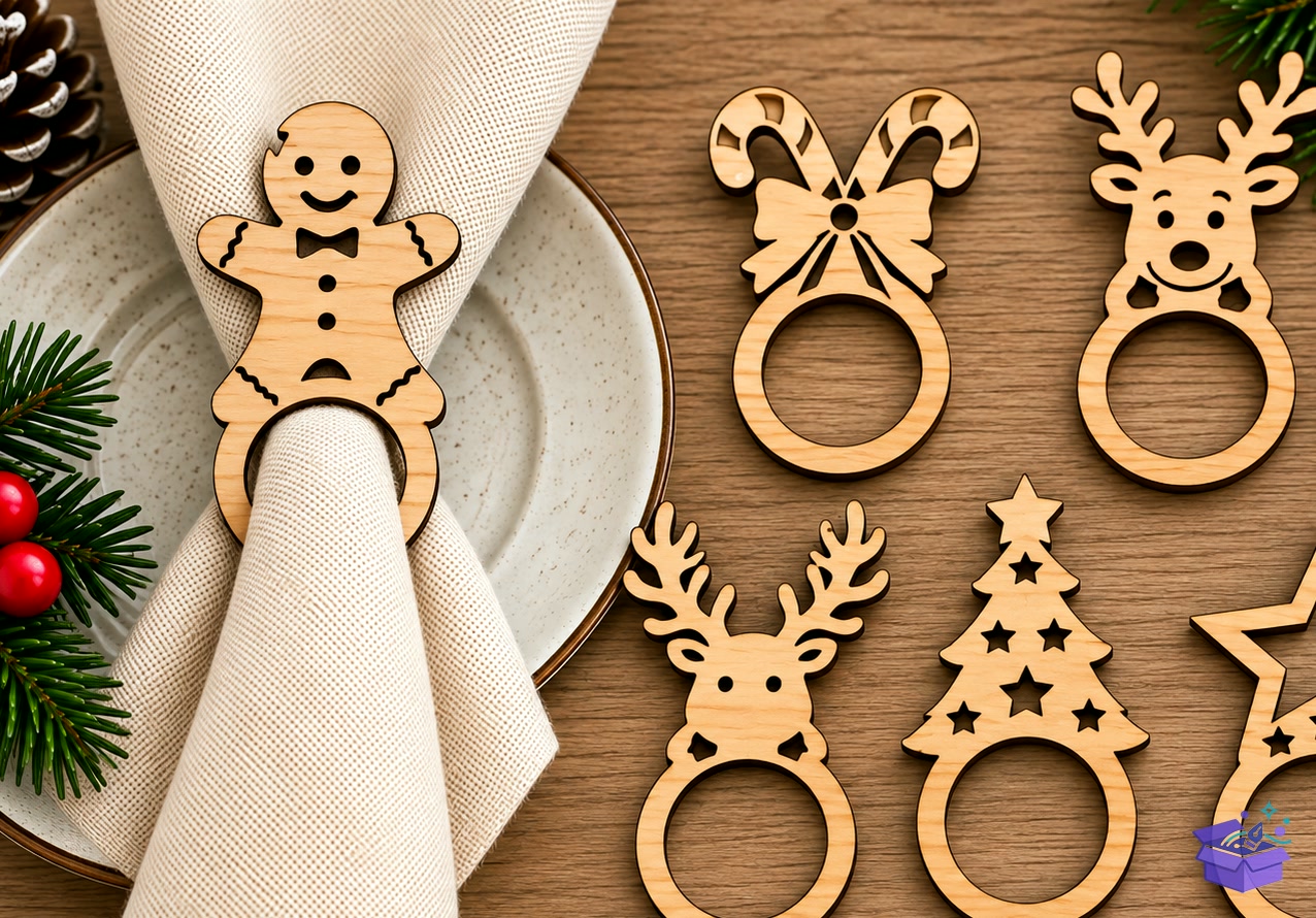 Yılbaşı Napkin Ring Lazer Kesim - Tasarım Çizim Dosyası (SVG, DXF, EPS, PNG) - Lazer Kesim Dosyaları İndir (DXF, SVG, EPS)