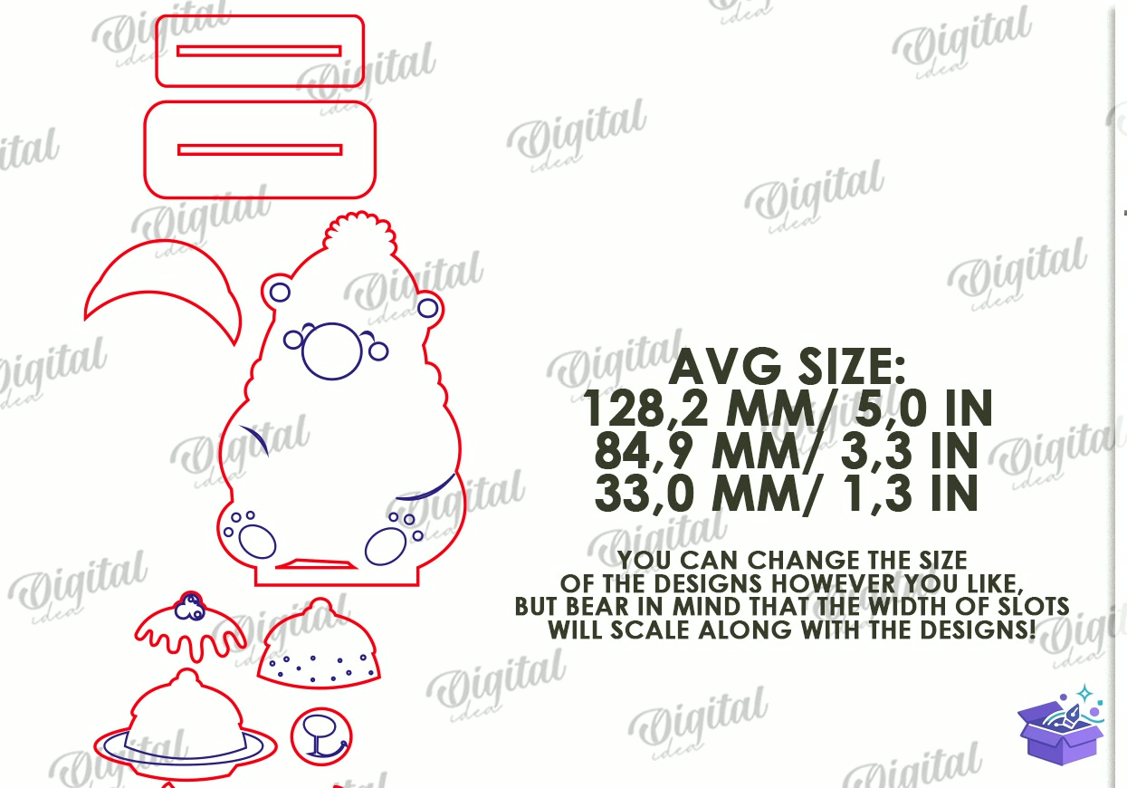 Yılbaşı Mutfak Characters - Tasarım Çizim Dosyası (SVG, DXF, EPS, PNG) önizleme 2
